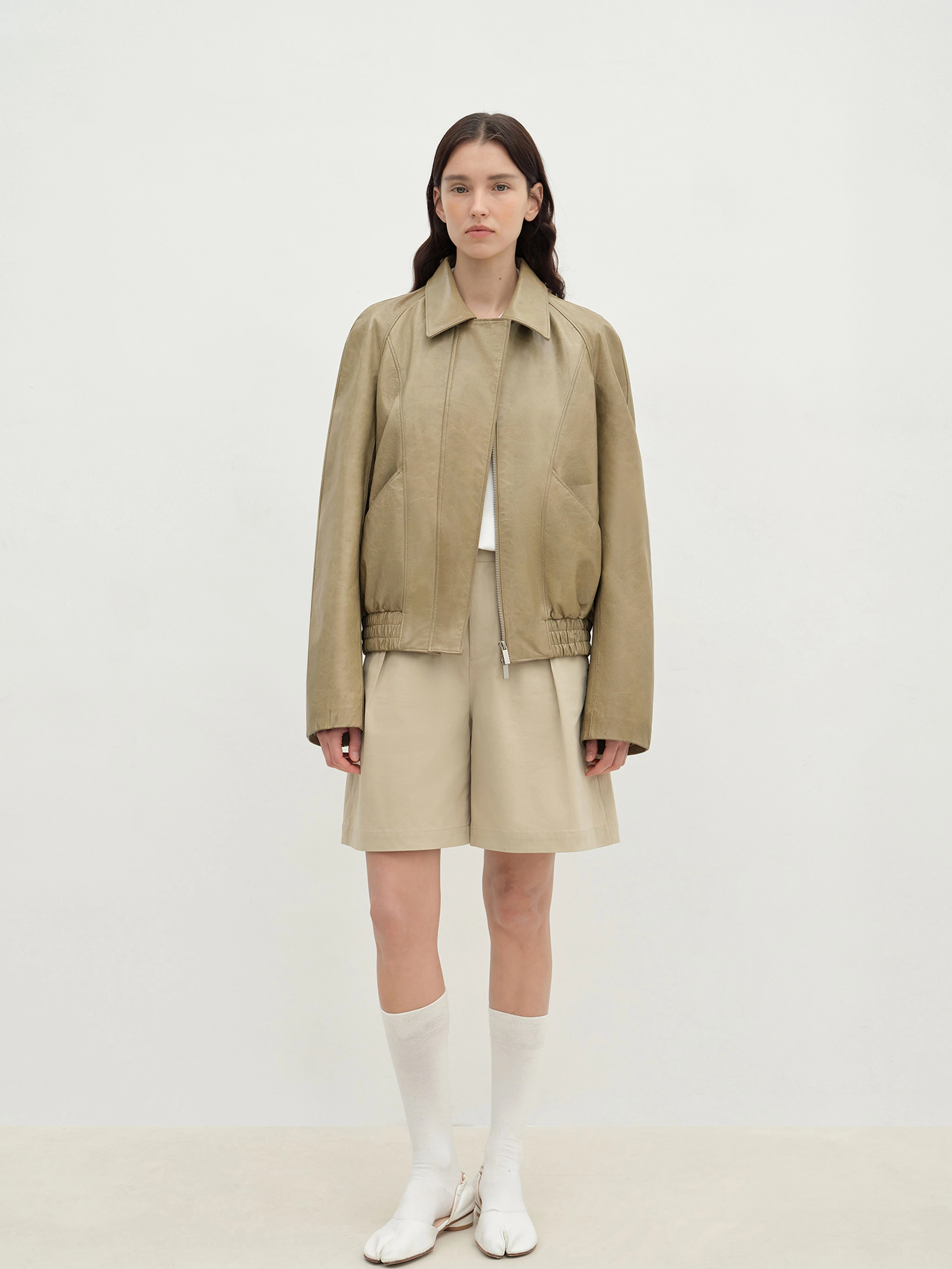 Sheepskin Short Bomber Jacket