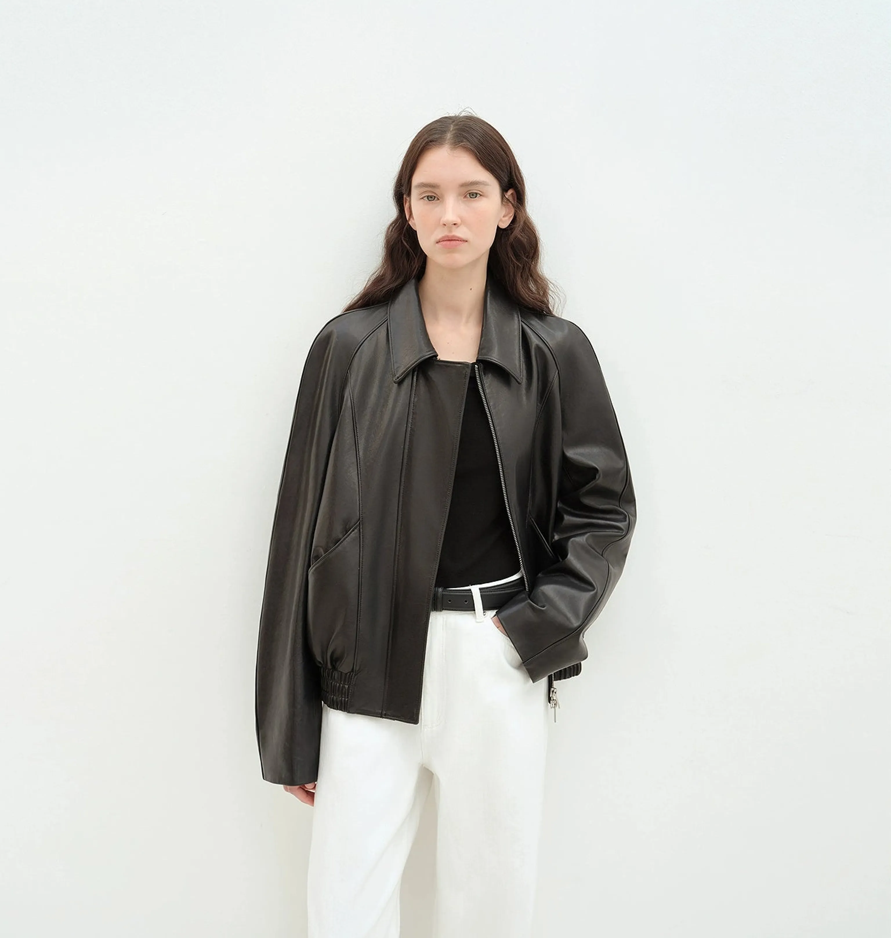 Sheepskin Short Bomber Jacket - Image 8