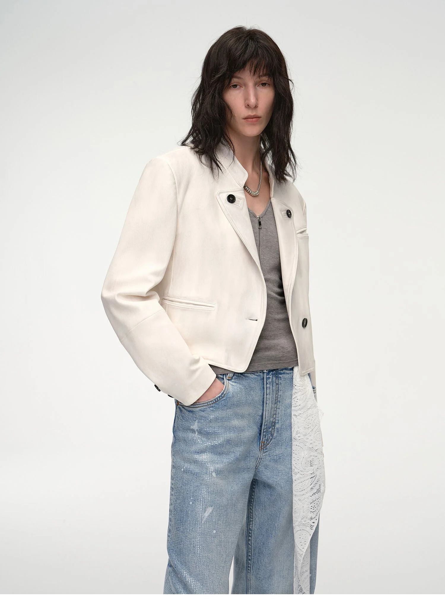 Sheepskin Stand Collar Jacket - Image 3