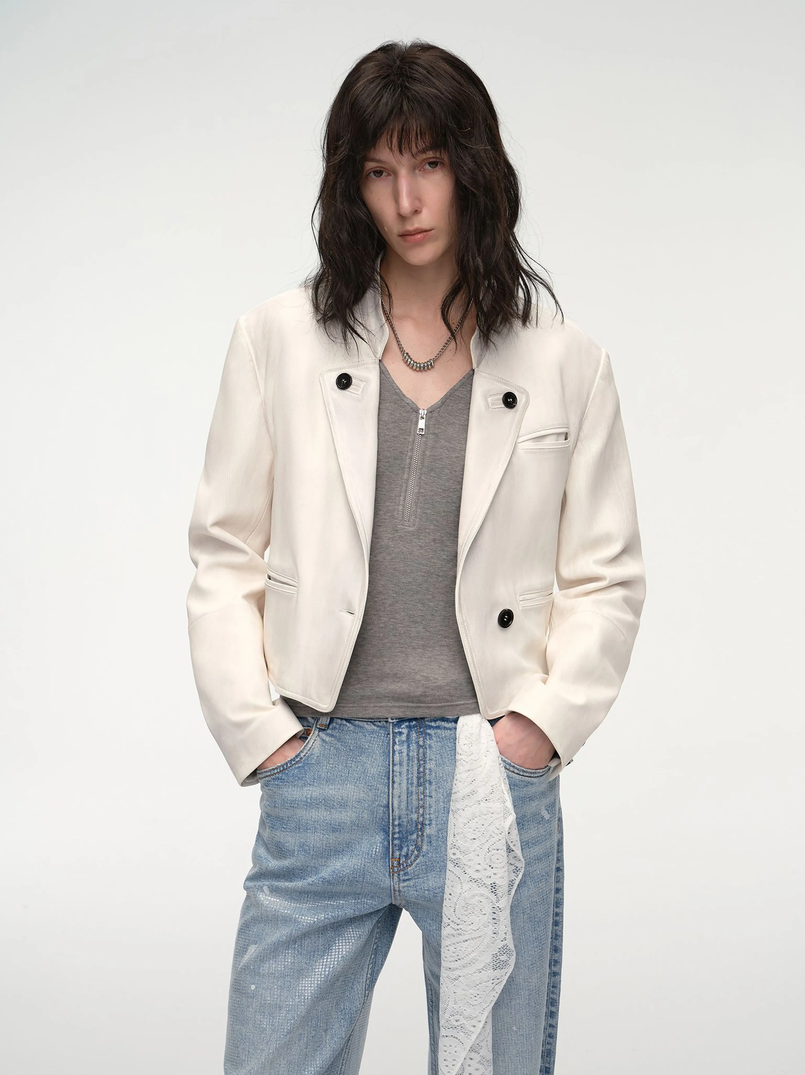 Sheepskin Stand Collar Jacket - Image 8