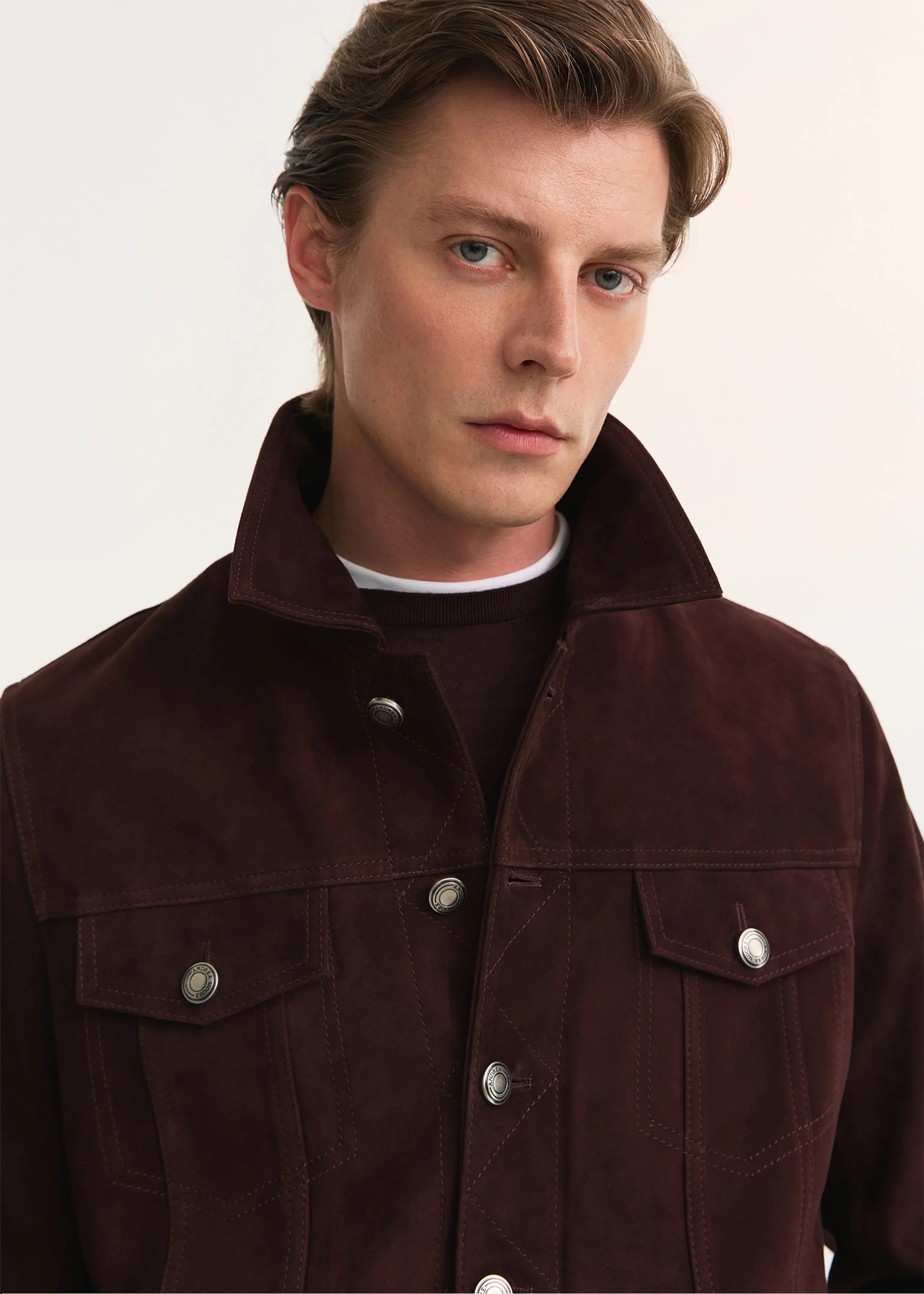 Sheepskin Suede Trucker Jacket