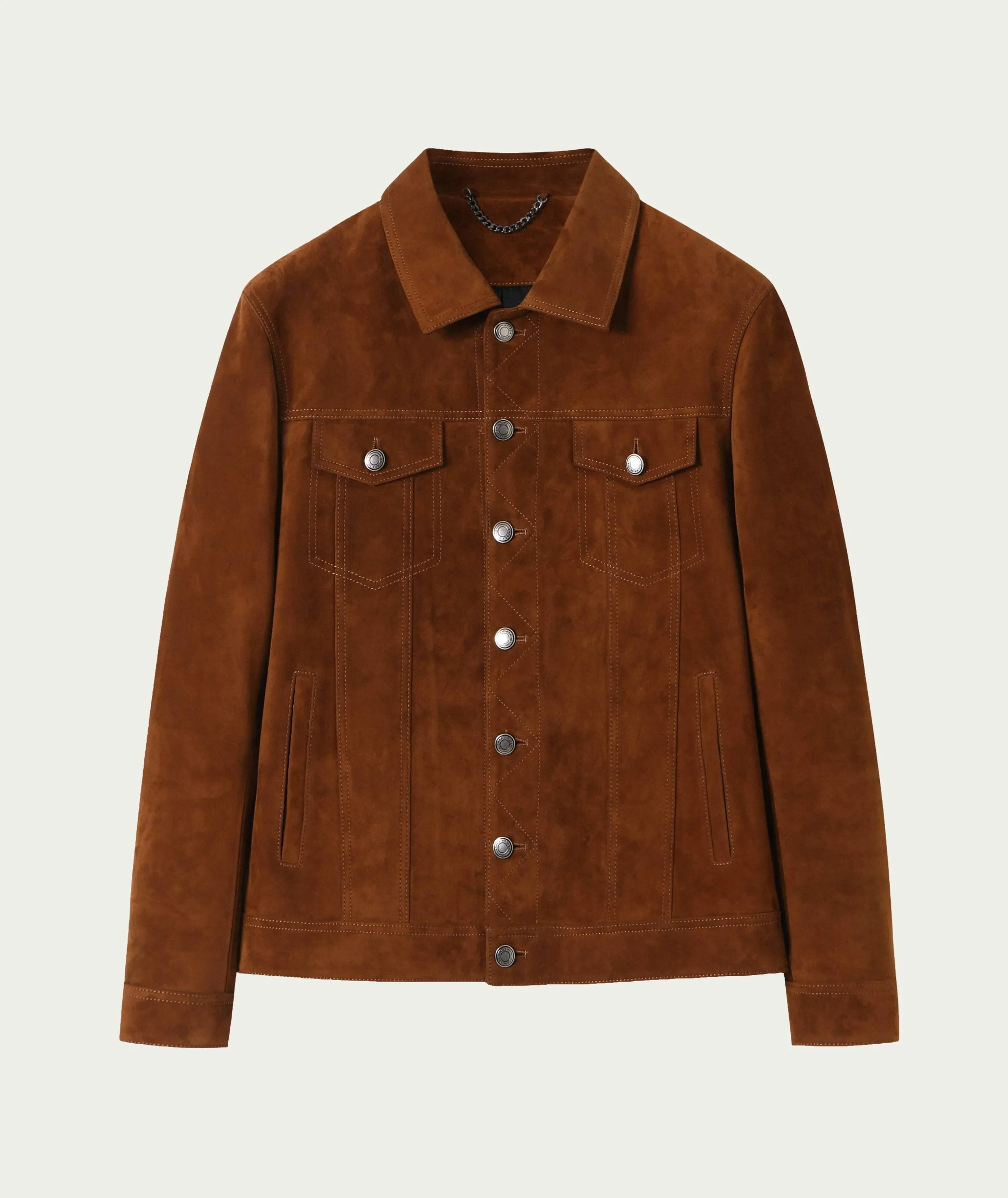 Sheepskin Suede Trucker Jacket - Image 7