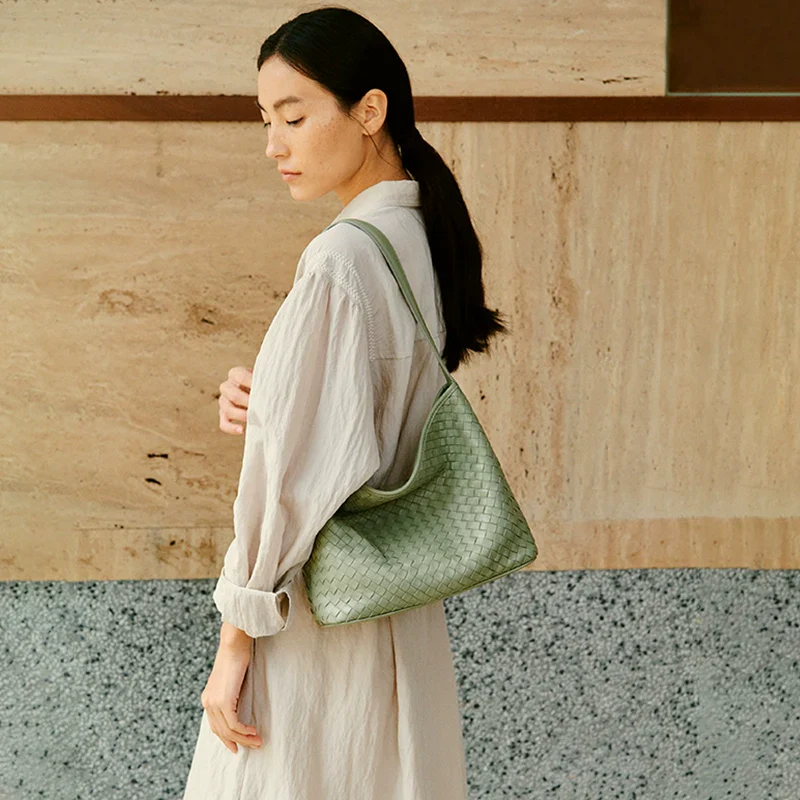 Sheepskin Woven Hobo Tote - Image 7