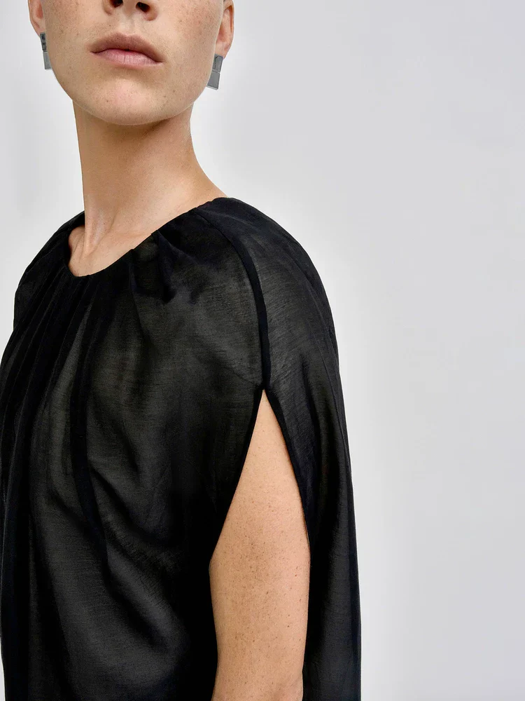Sheer Cape Midi Dress - Image 4