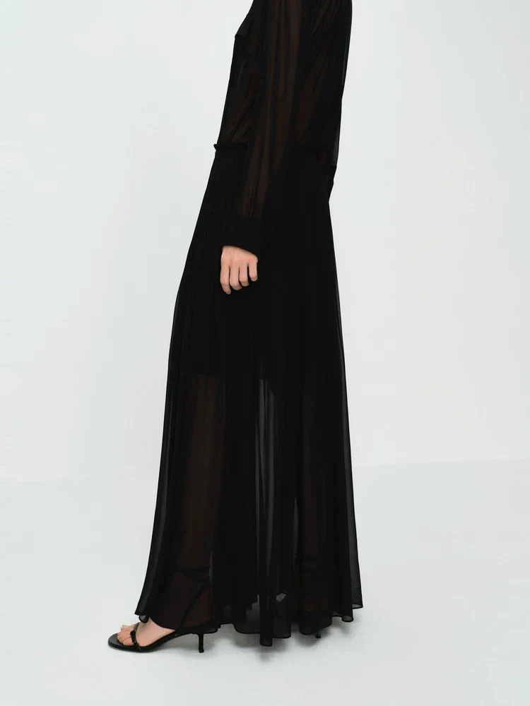 Sheer Mulberry Silk Shirt Dress - Image 4