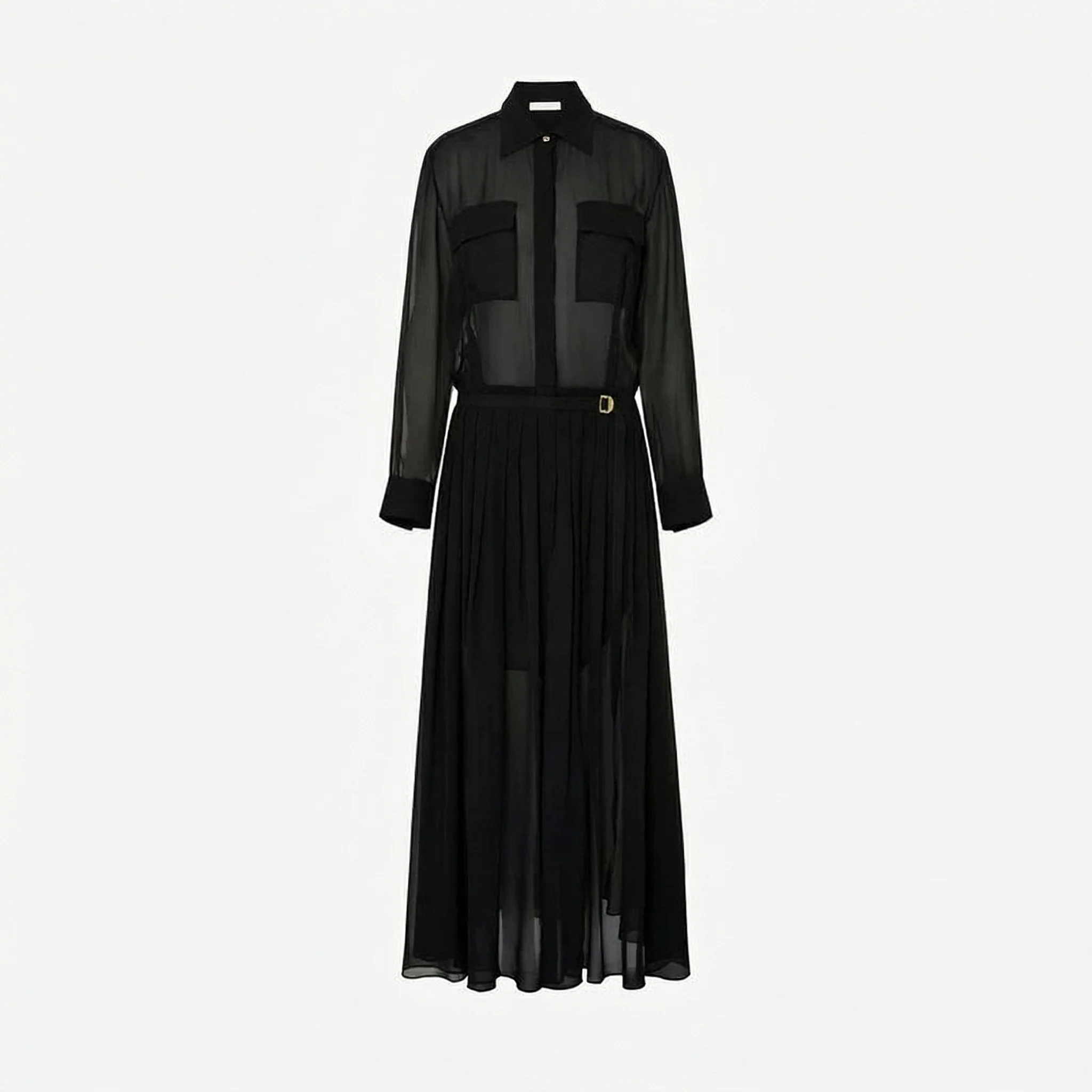 Sheer Mulberry Silk Shirt Dress - Image 6