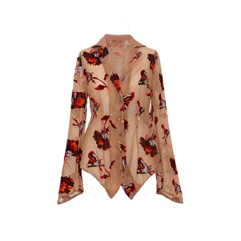 Sheer Swallowtail Floral Blouse - Image 4