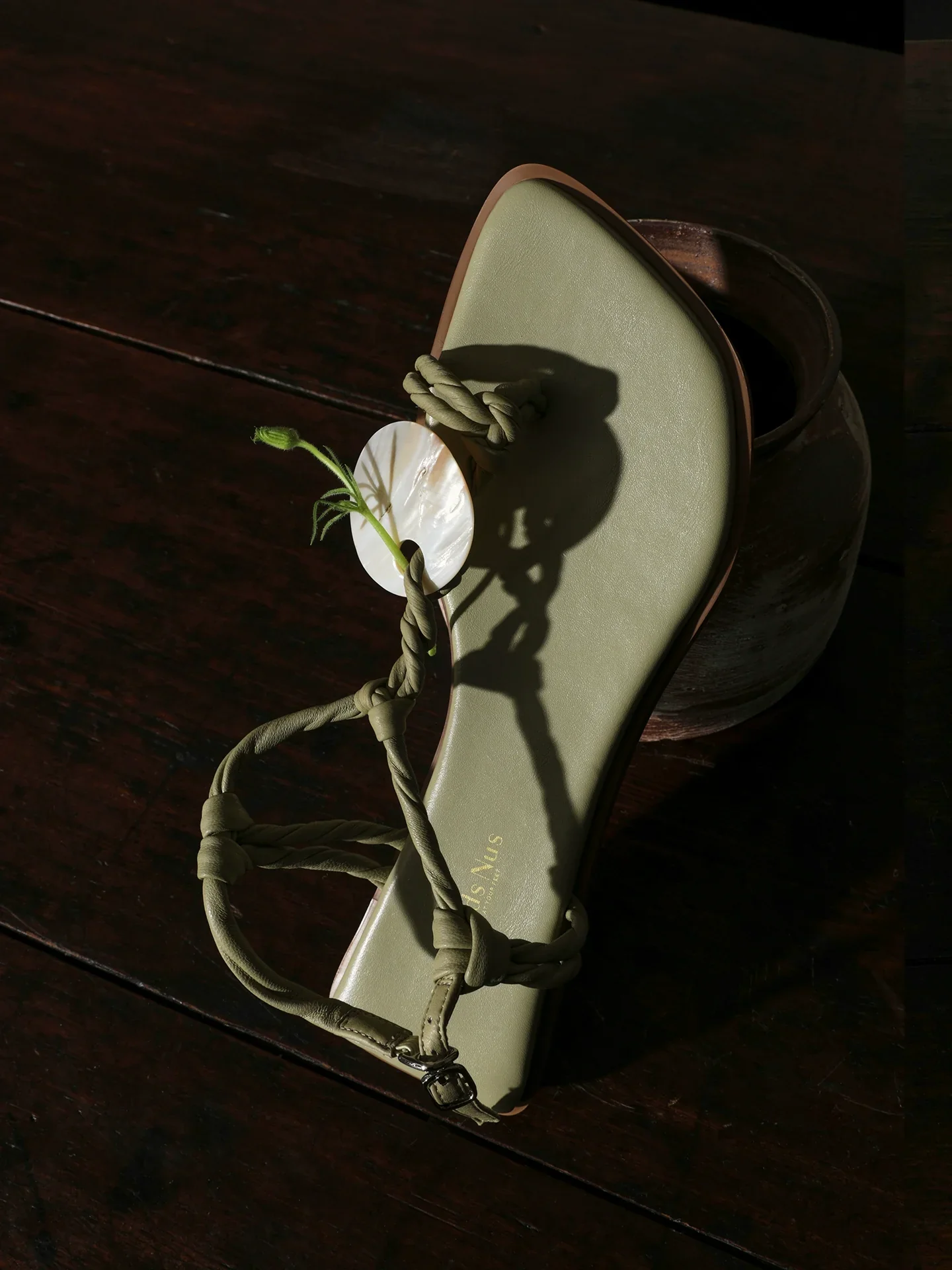 Shell Disc Lambskin Sandals - Image 2
