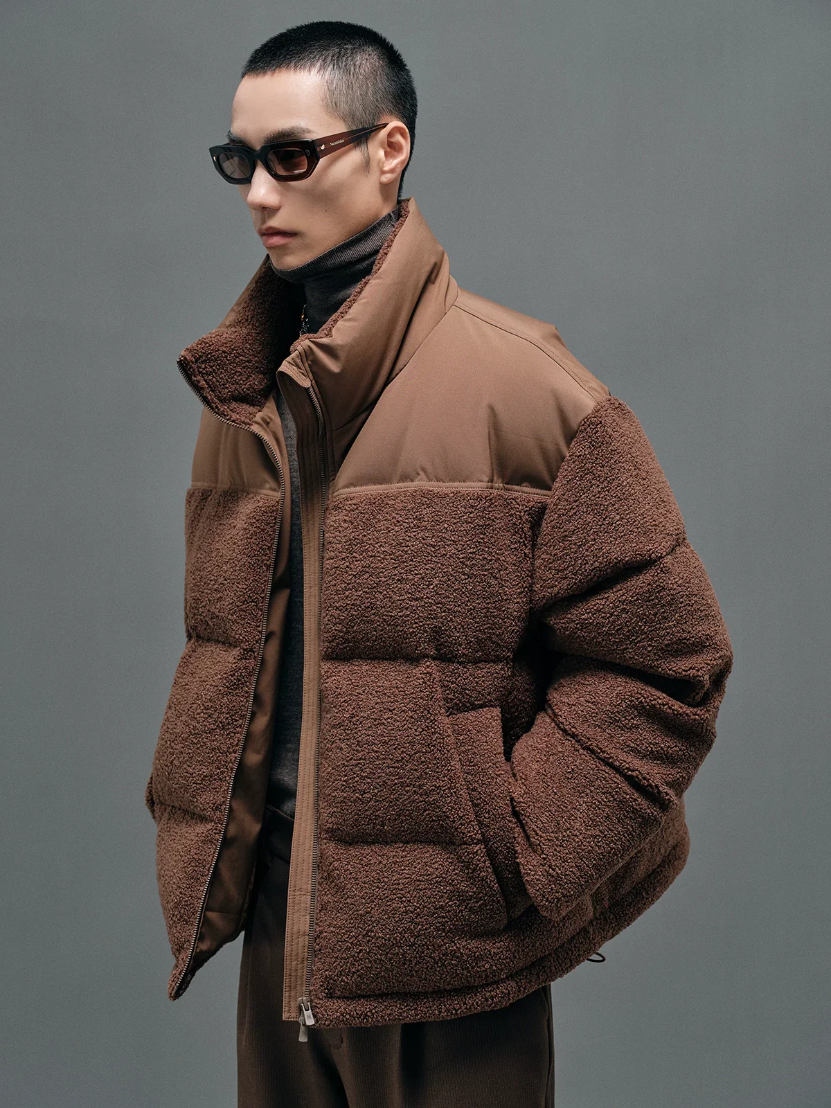 Sherpa Panel Quilted Puffer Jacket - Image 3