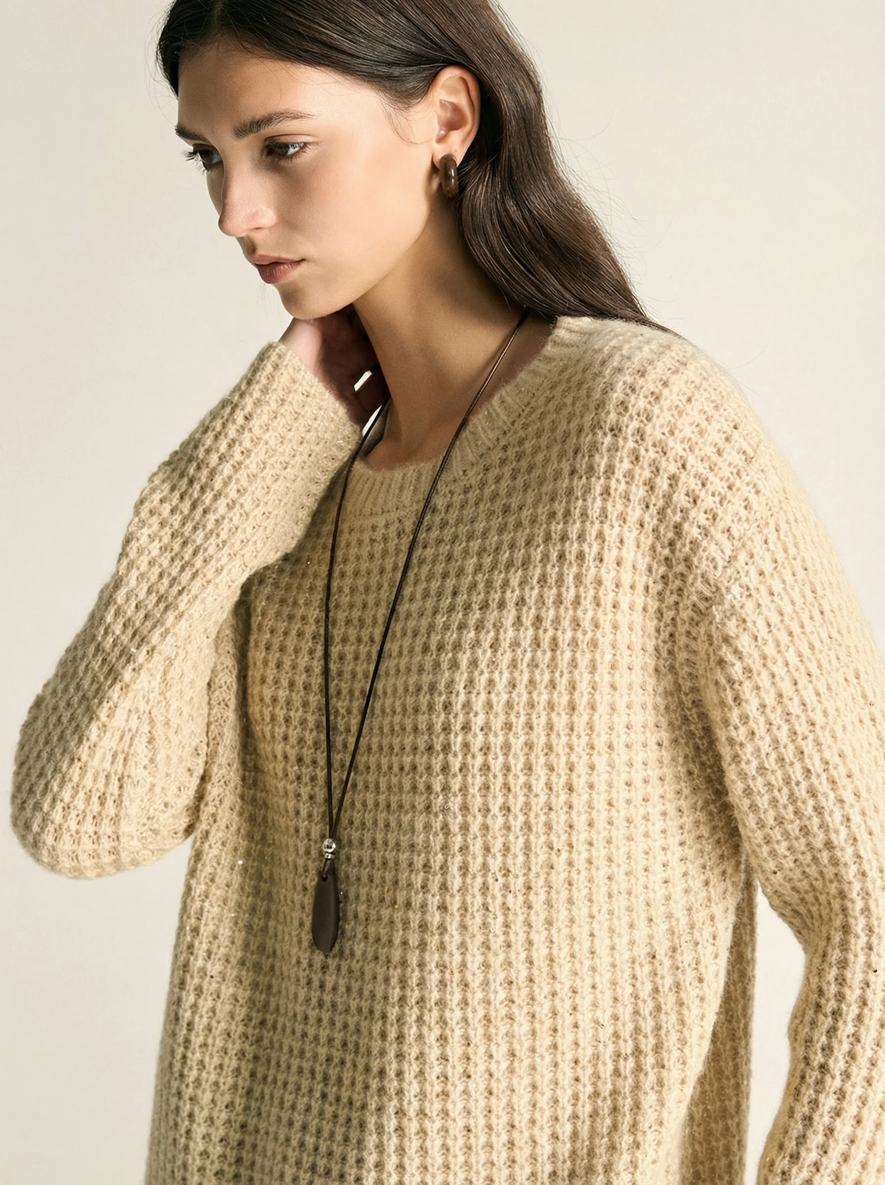 Shimmer Waffle Crew Sweater - Image 6