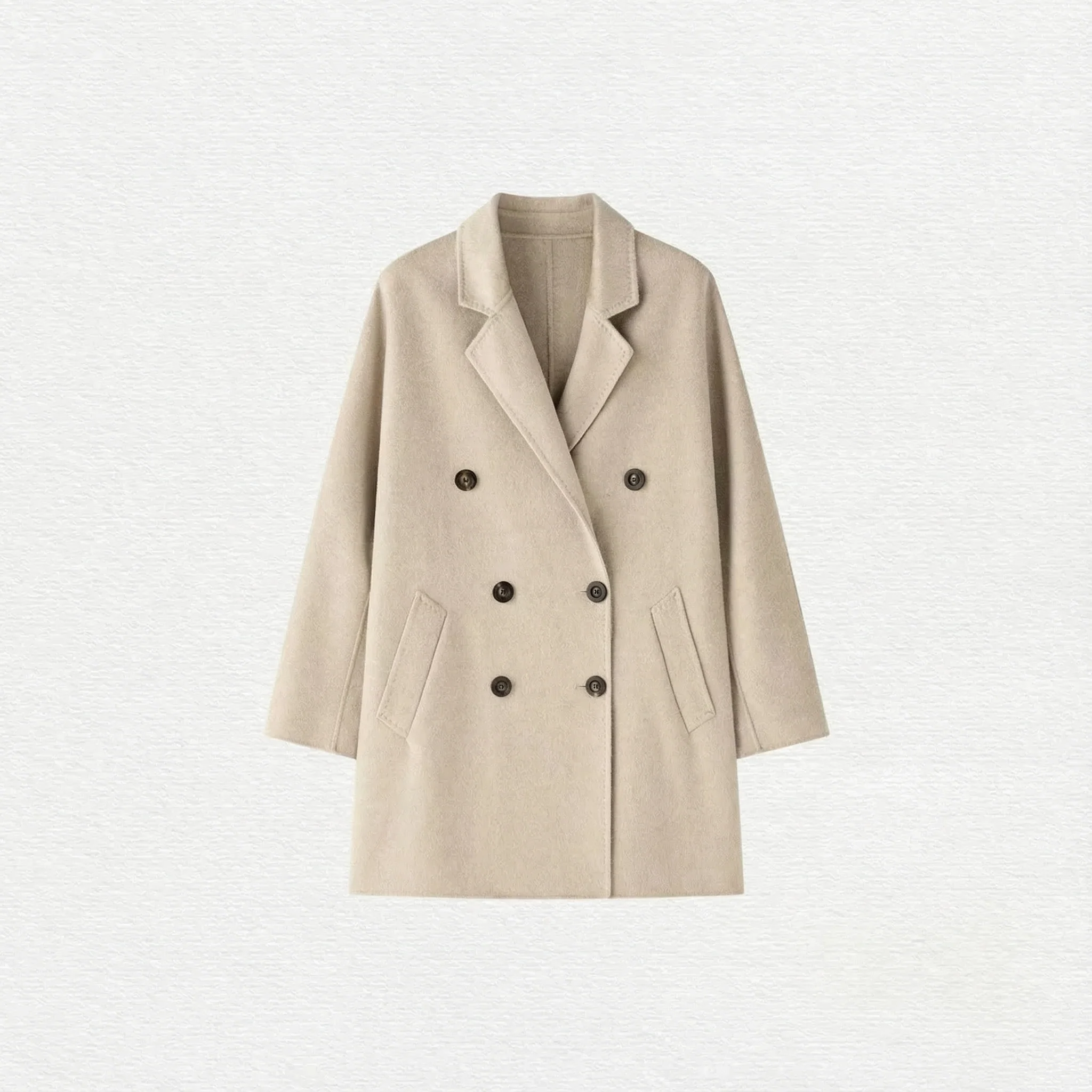 Short Double-Breasted Alxa Cashmere Coat - Image 7