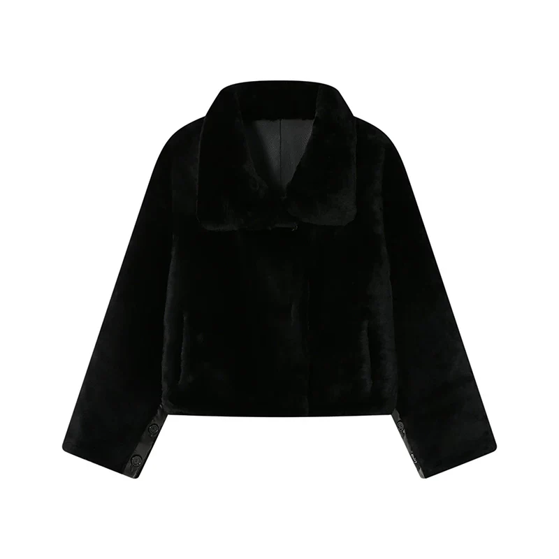 Short Merino Shearling Lapel Jacket