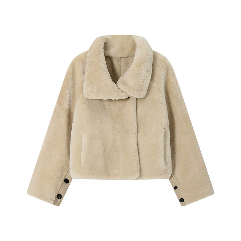 Short Merino Shearling Lapel Jacket - Image 2