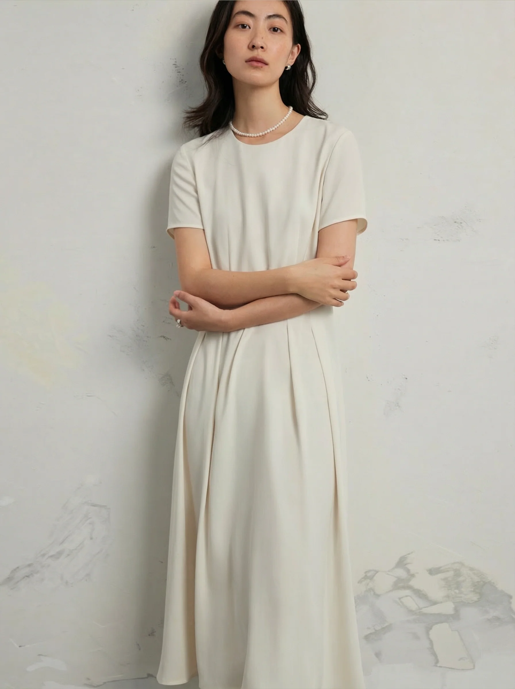 Short-Sleeve Triacetate Midi Dress - Image 5