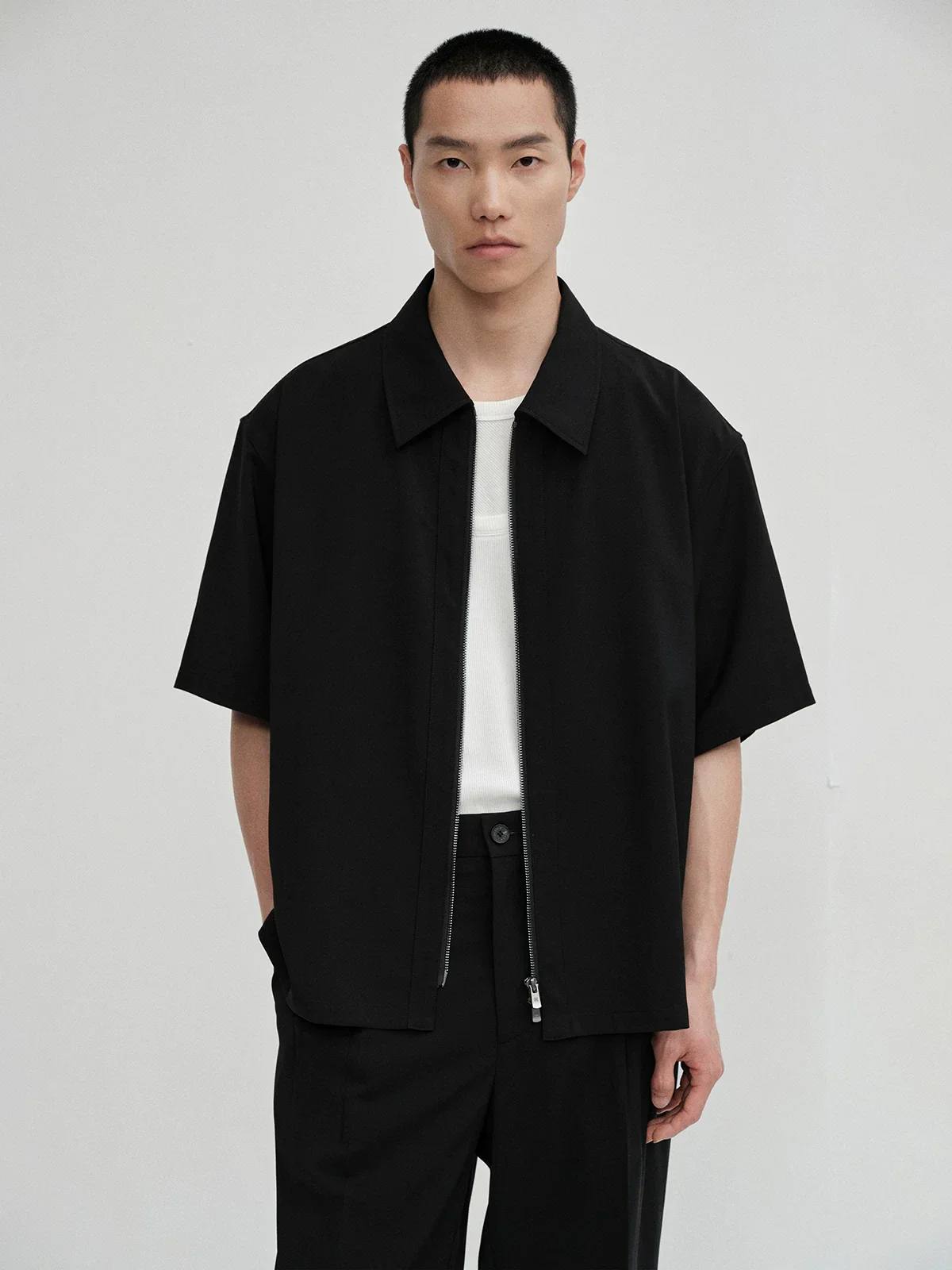 Short-Sleeve Two-Way Zip Overshirt - Image 5