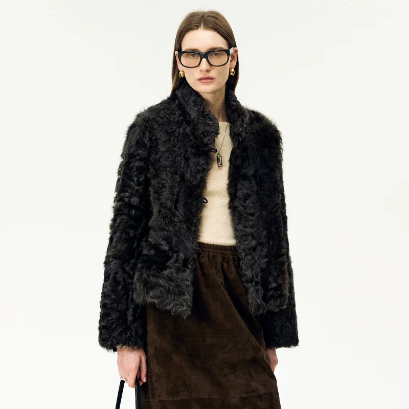 Short Stand-Collar Shearling Jacket - Image 2