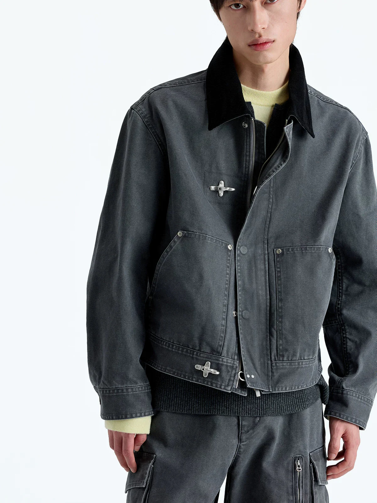 Short Washed Canvas Toggle Jacket - Image 5