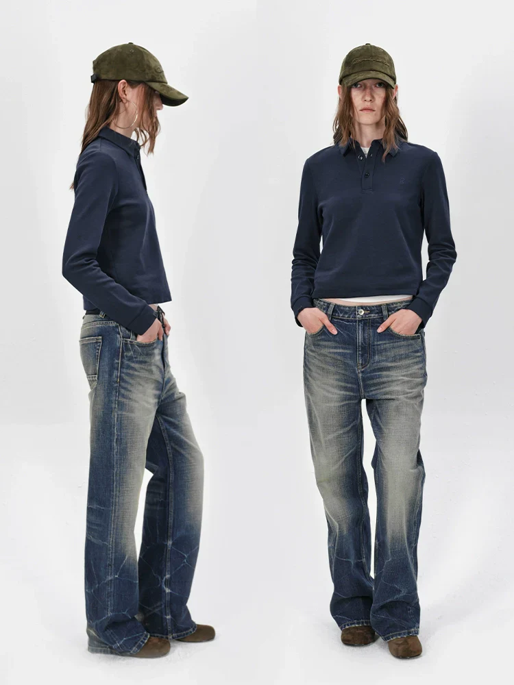Shoulder-Slit Long-Sleeve Polo Shirt - Image 2