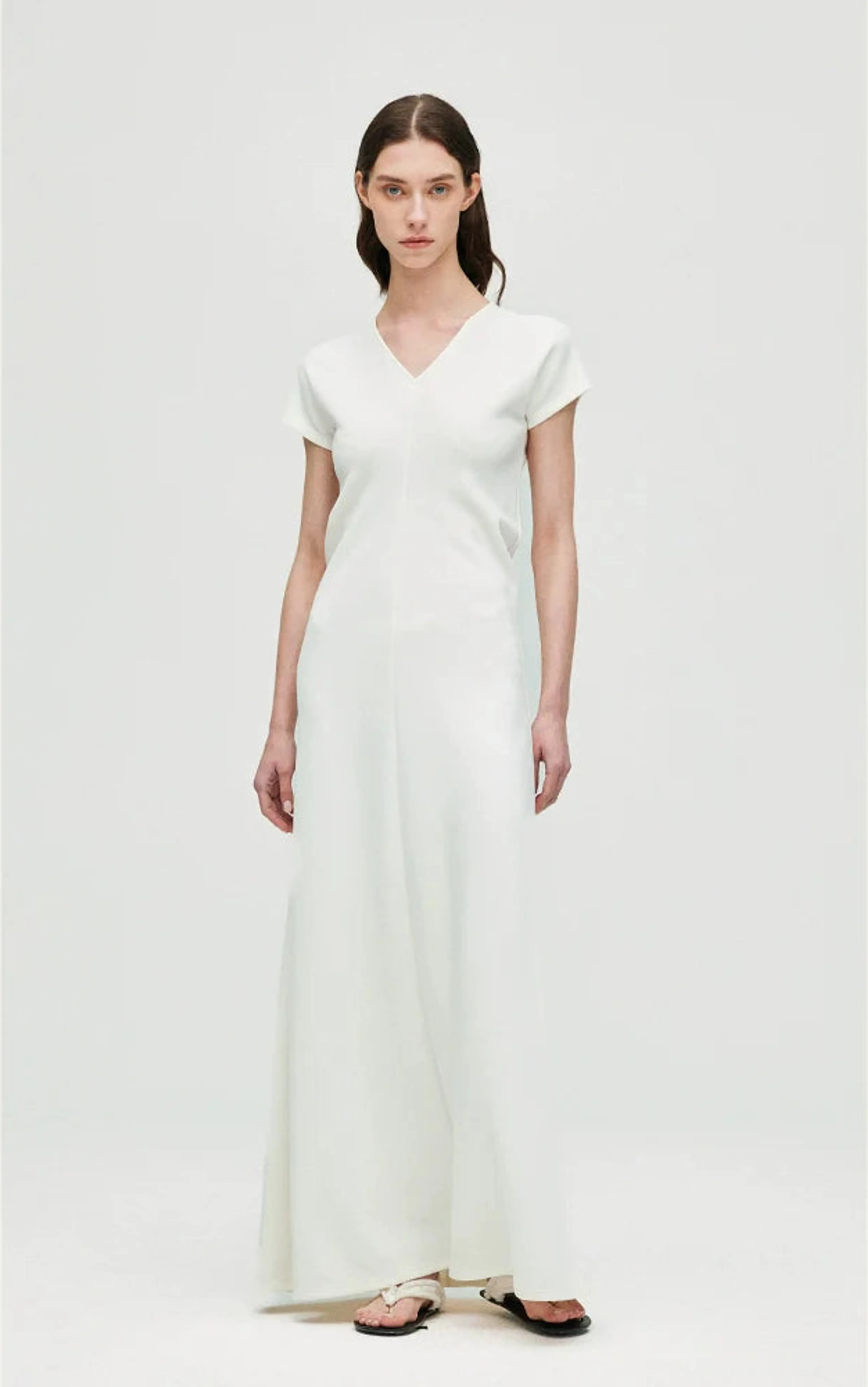 Side-Pleated V-Neck Maxi Dress - Image 7
