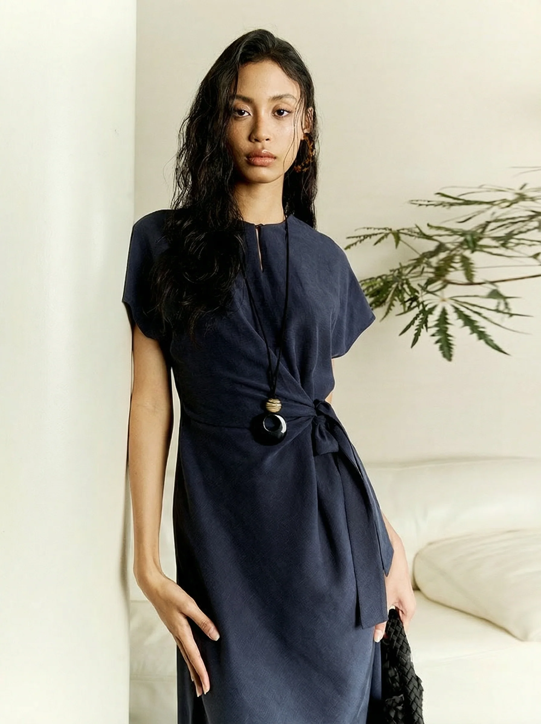 Side-Tie Tencel-Linen Long Dress - Image 7