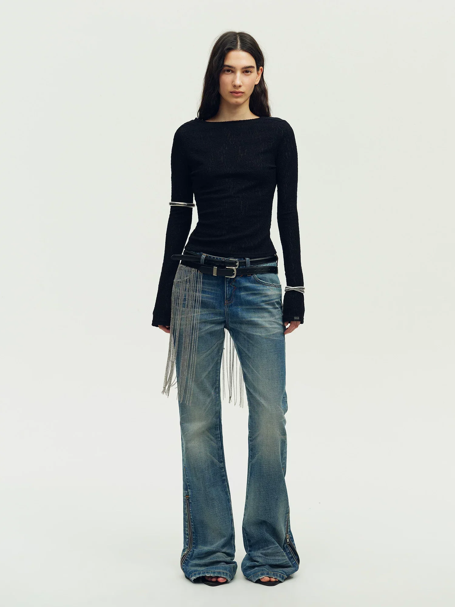 Side-Zip Flare Jeans - Image 4