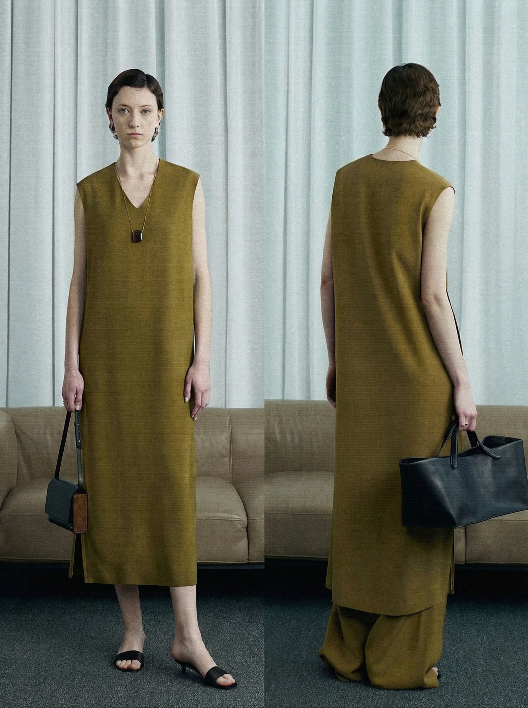 Side-Zip Tunic Dress & Wide-Leg Pants Set - Image 2