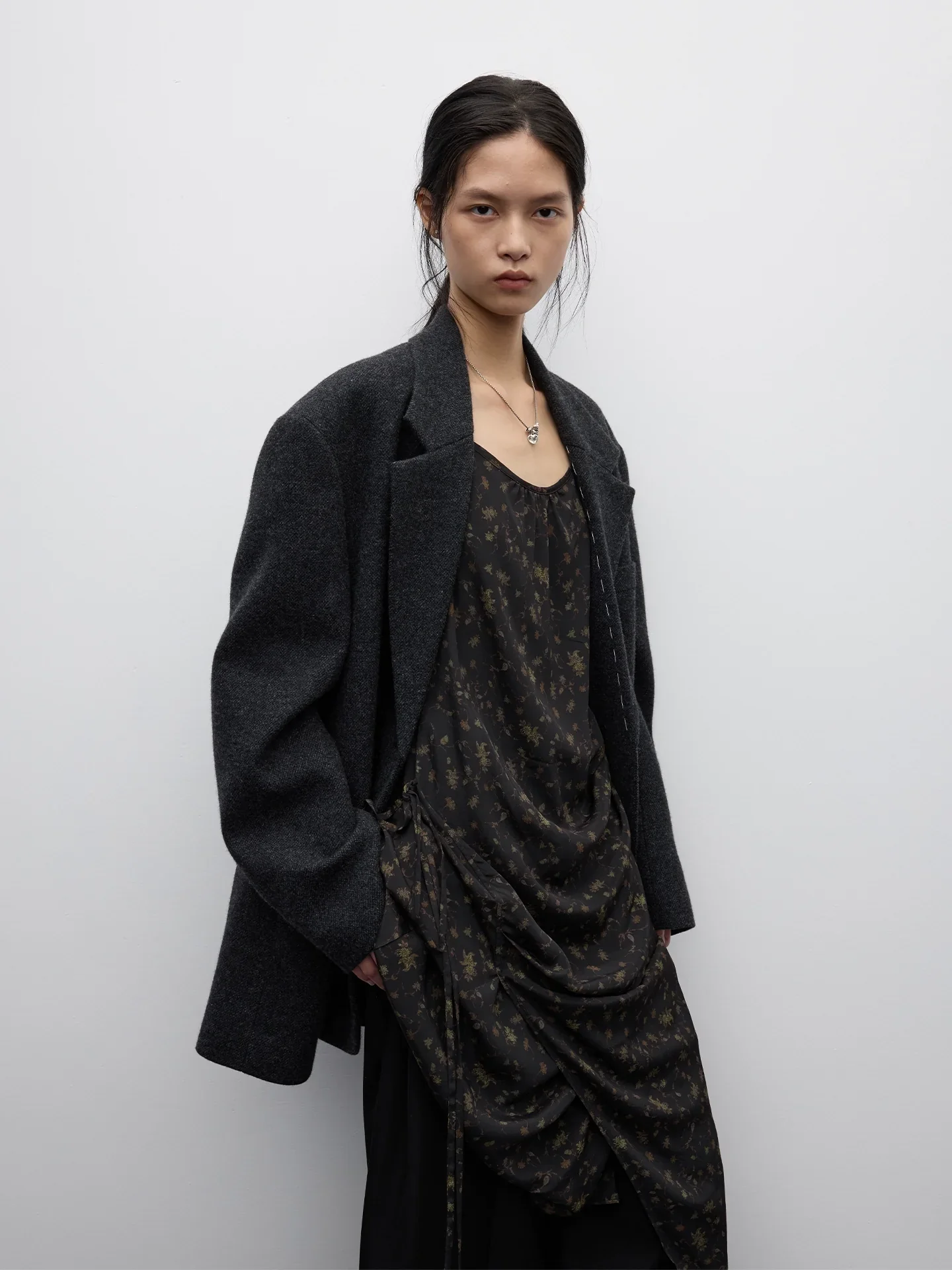 Silk-Blend Floral Ruched Slip Dress