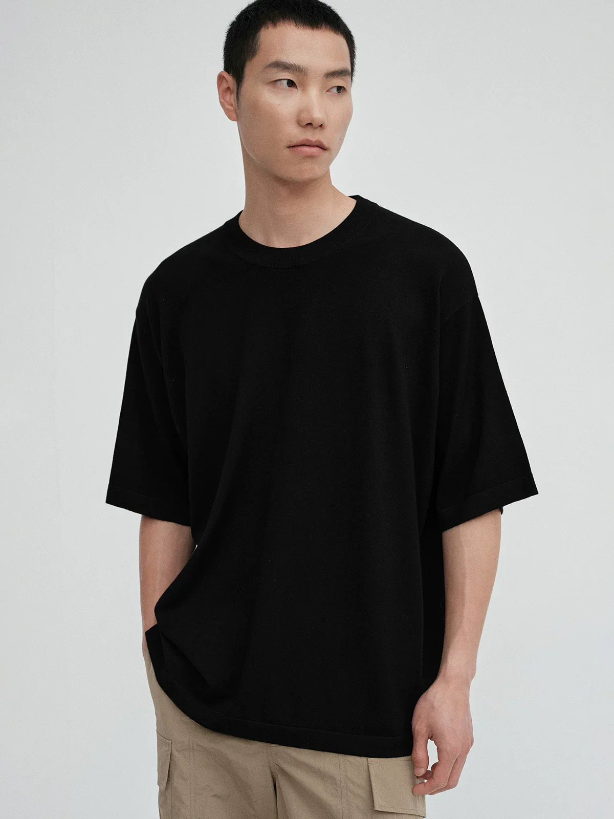 Silk Blend Narrow Crew T-Shirt - Image 5