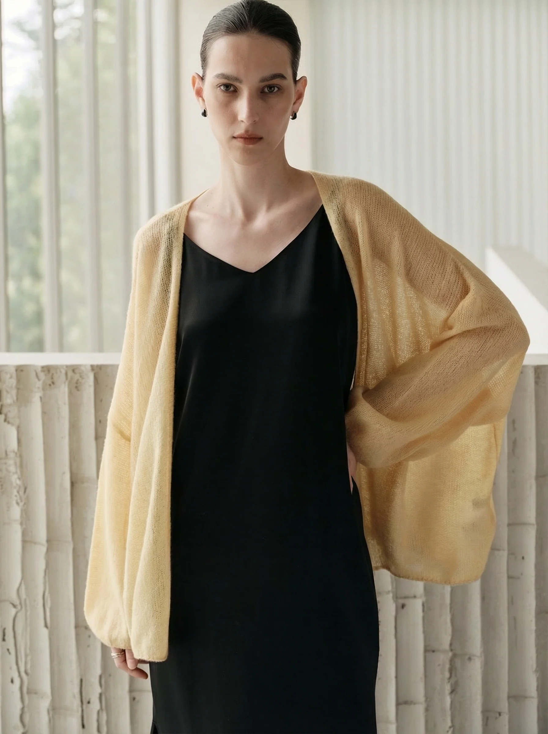 Silk-Cashmere Open Cardigan