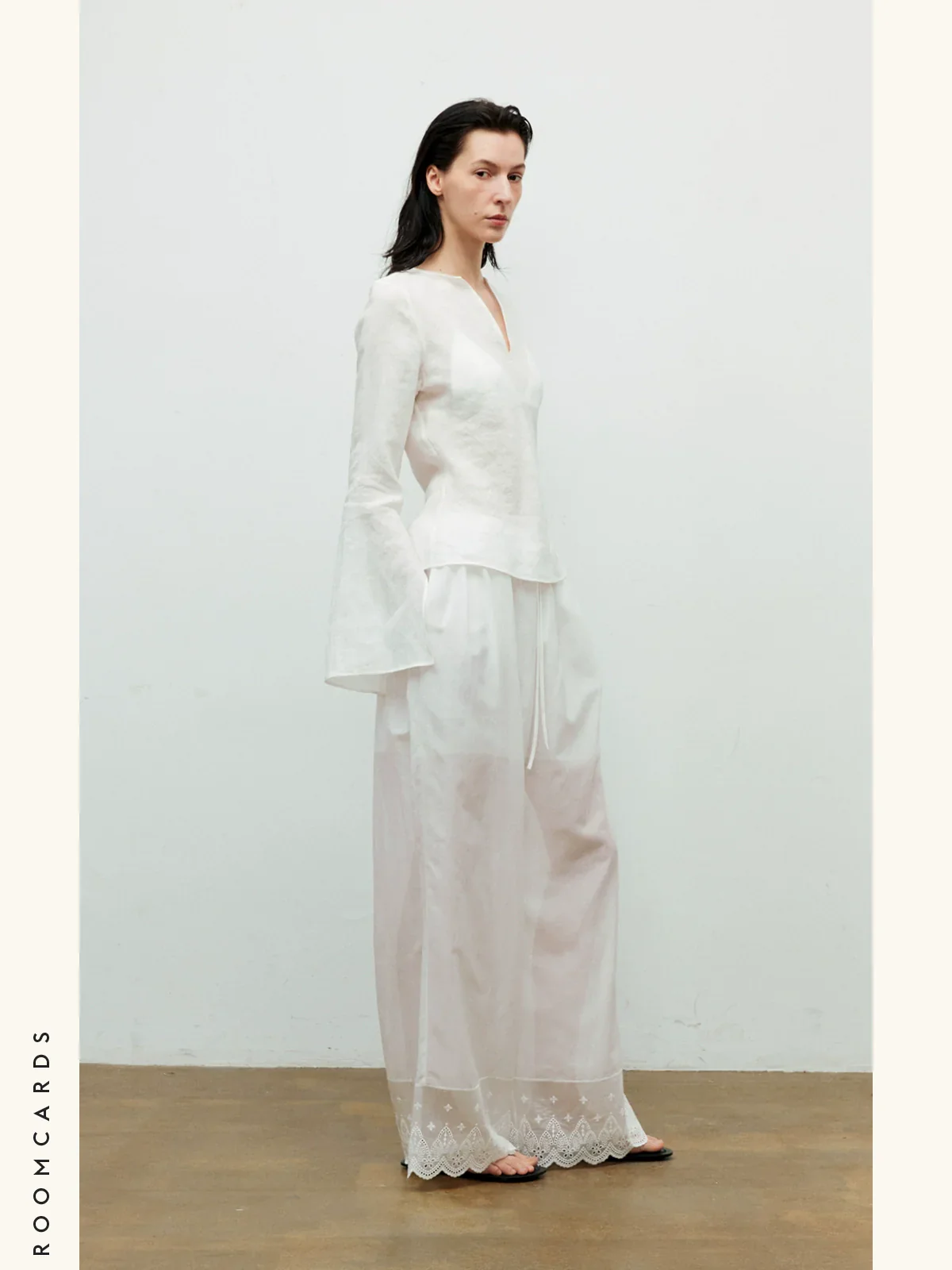 Silk-Cotton Lace Wide-Leg Pants - Image 2