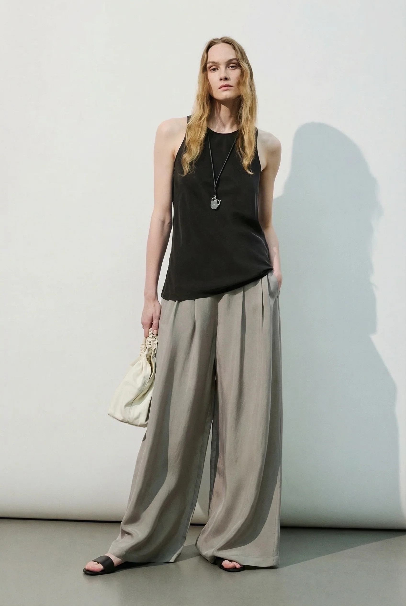 Silk & Cupro Wide-Leg Pants