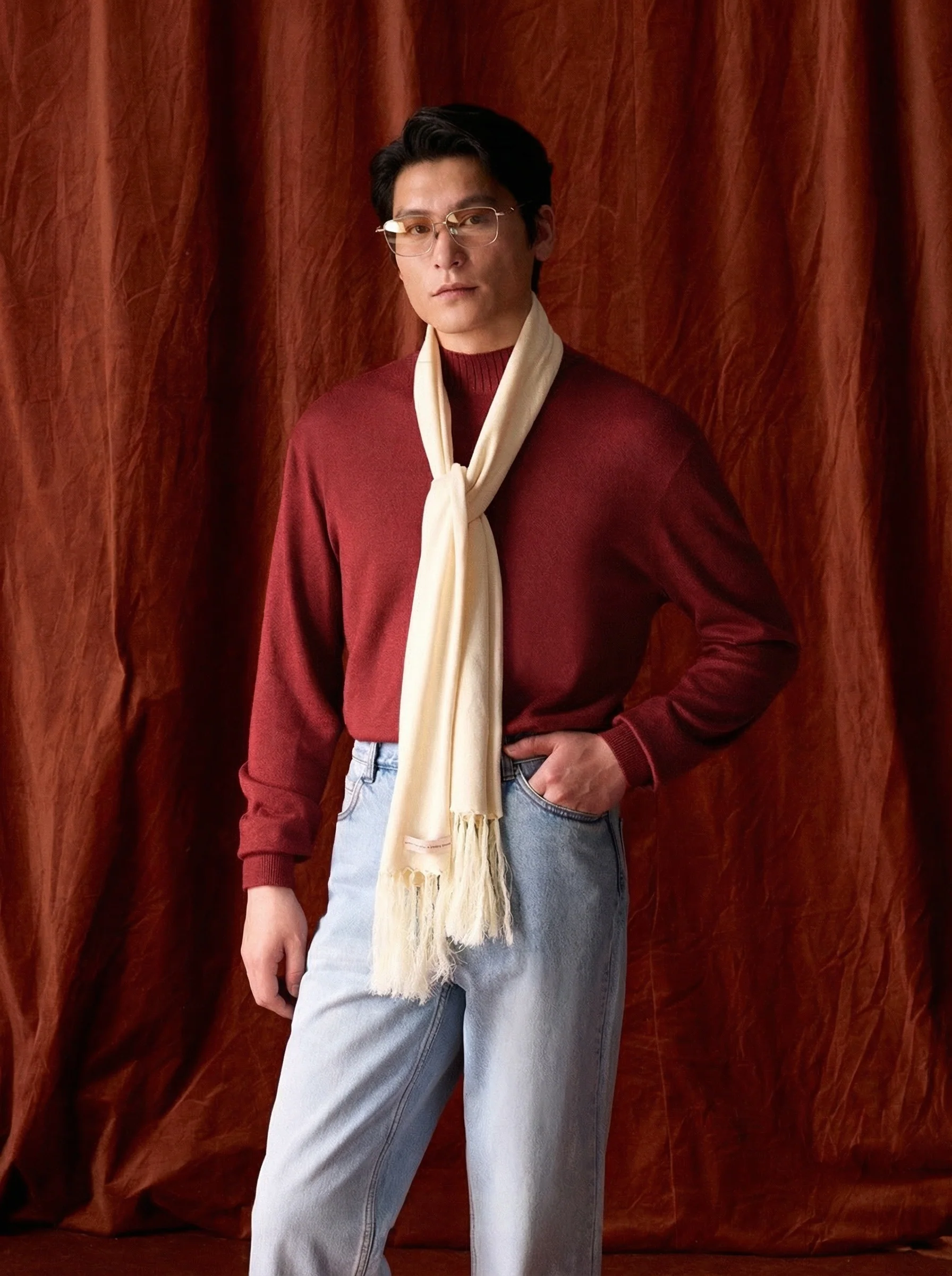 Silk Fringed Scarf - Image 4