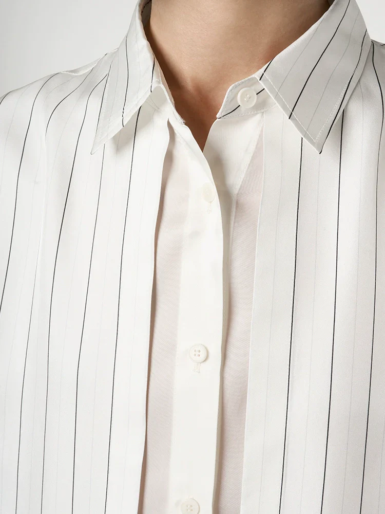 Silk Layered Pinstripe Shirt - Image 4