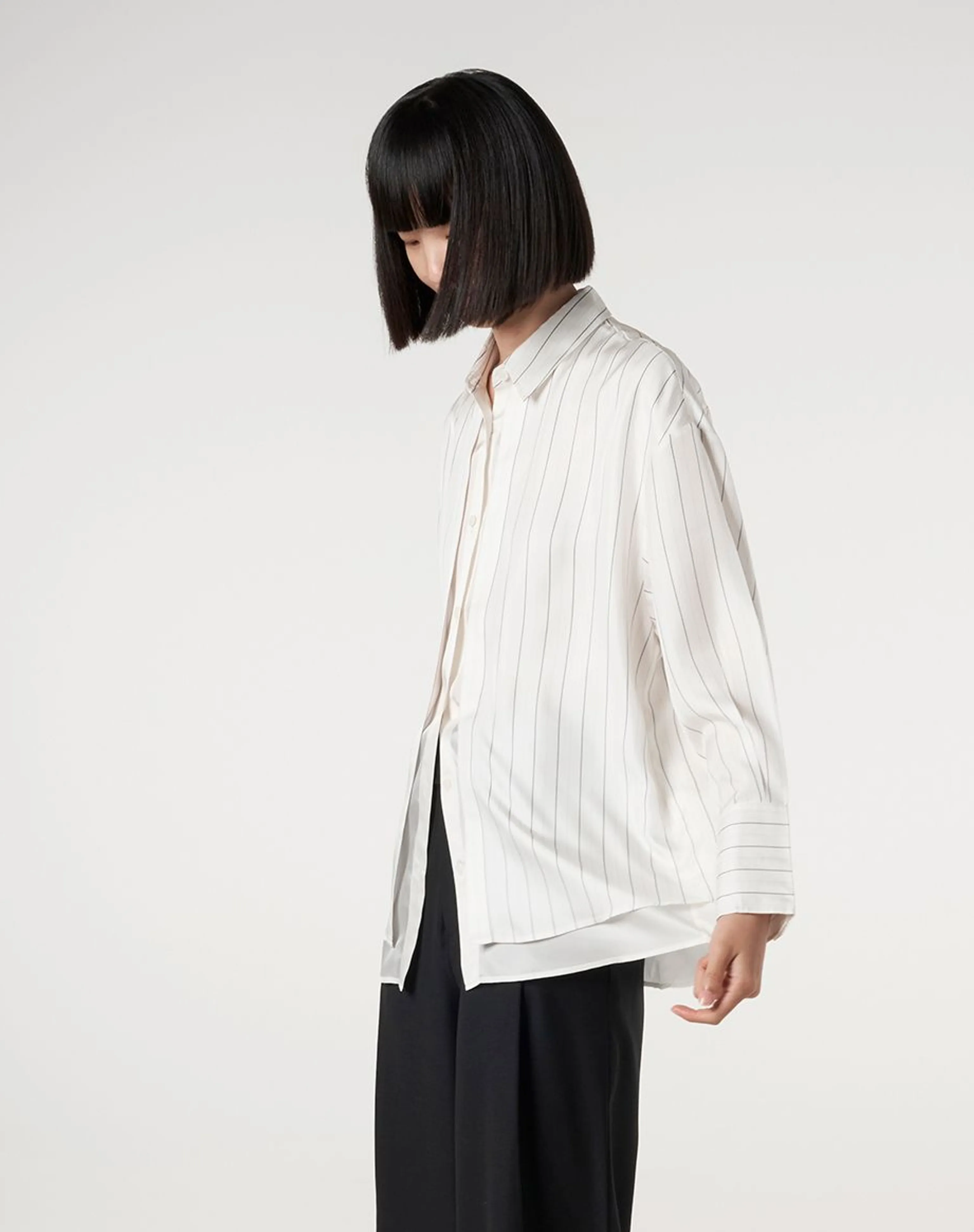 Silk Layered Pinstripe Shirt - Image 5