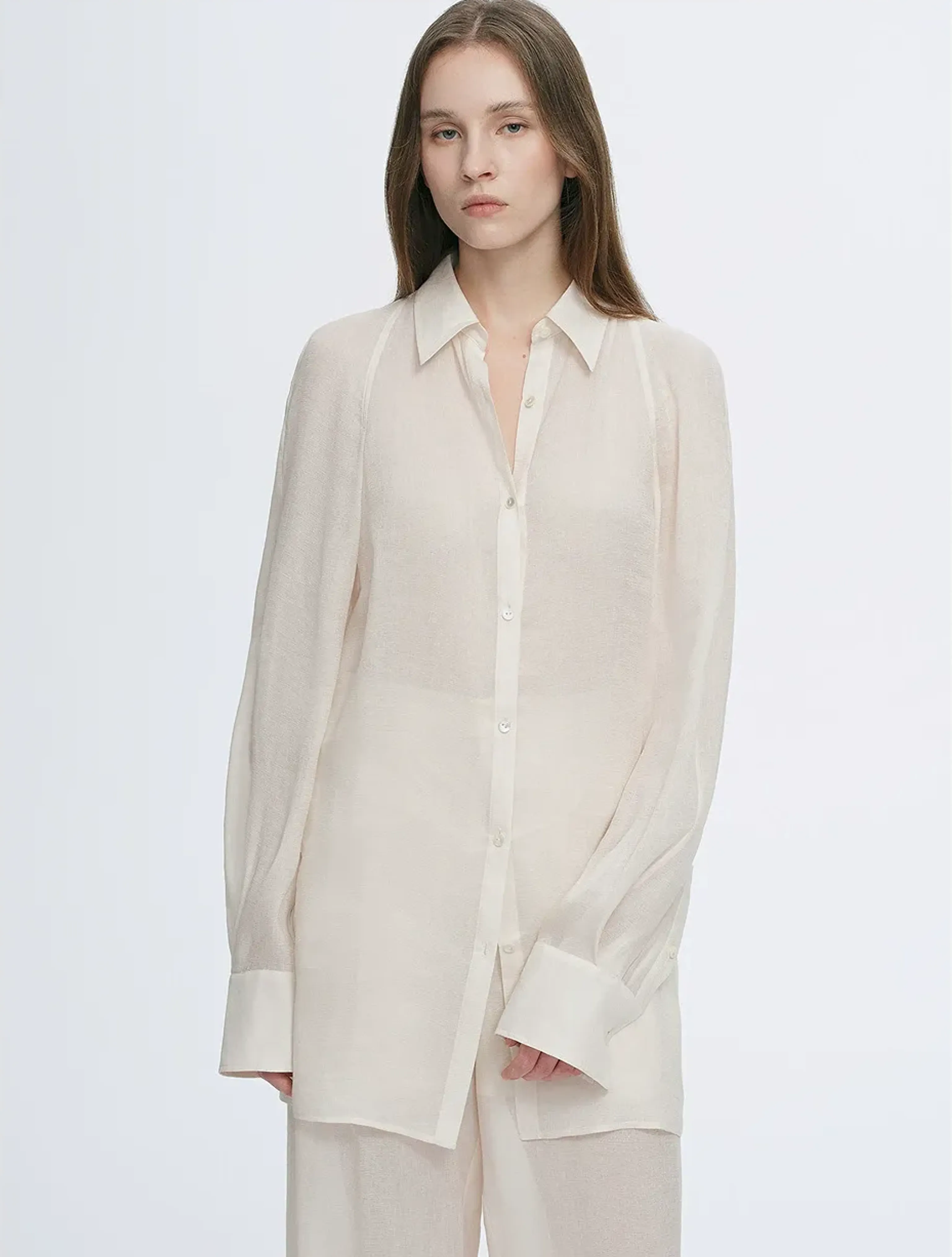 Silk-Linen Oversized Shirt - Image 9