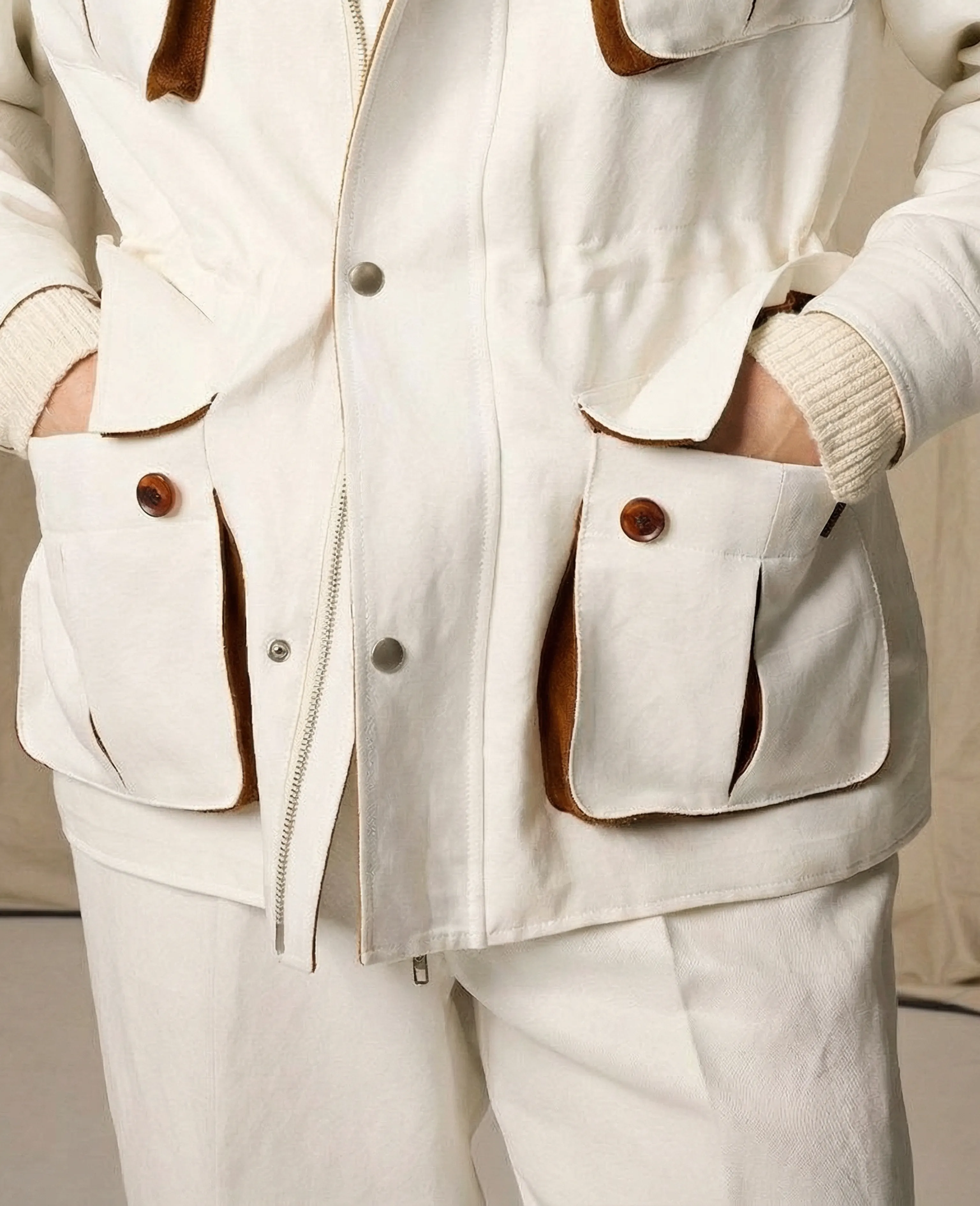 Silk-Linen Stand Collar Field Jacket - Image 6