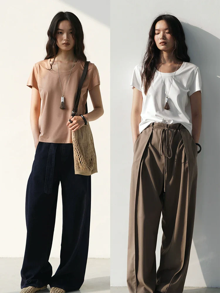 Silk-Linen U-Neck Tee
