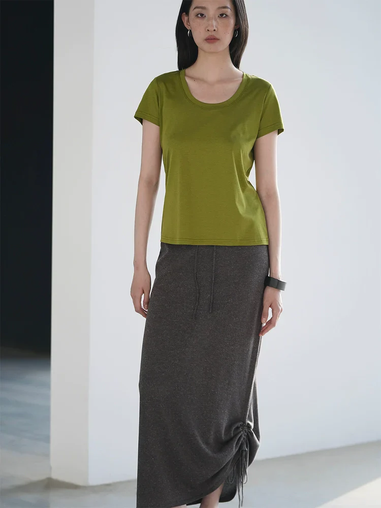 Silk-Linen U-Neck Tee - Image 4
