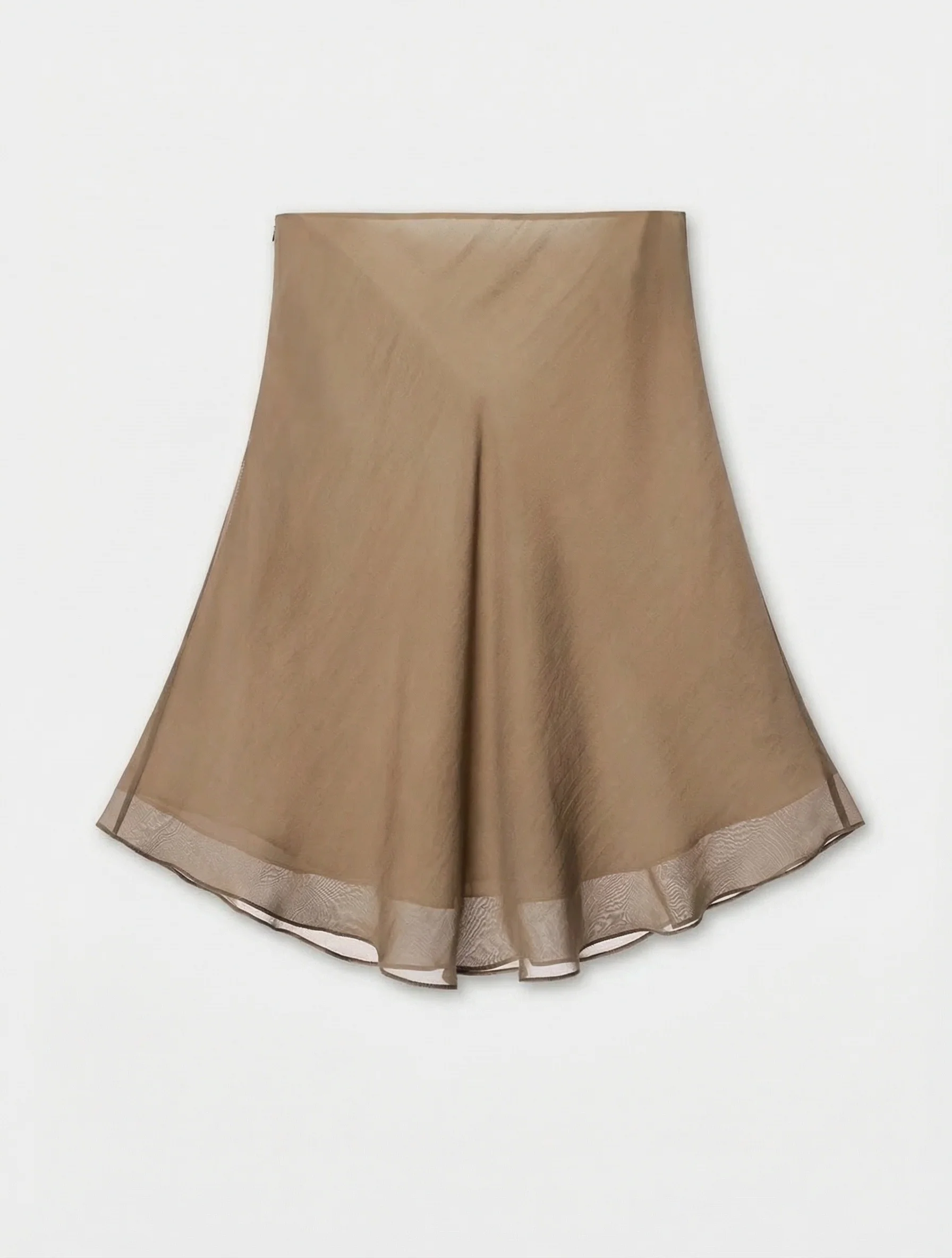 Silk & Tencel Double-Layer Fishtail Midi Skirt - Image 2