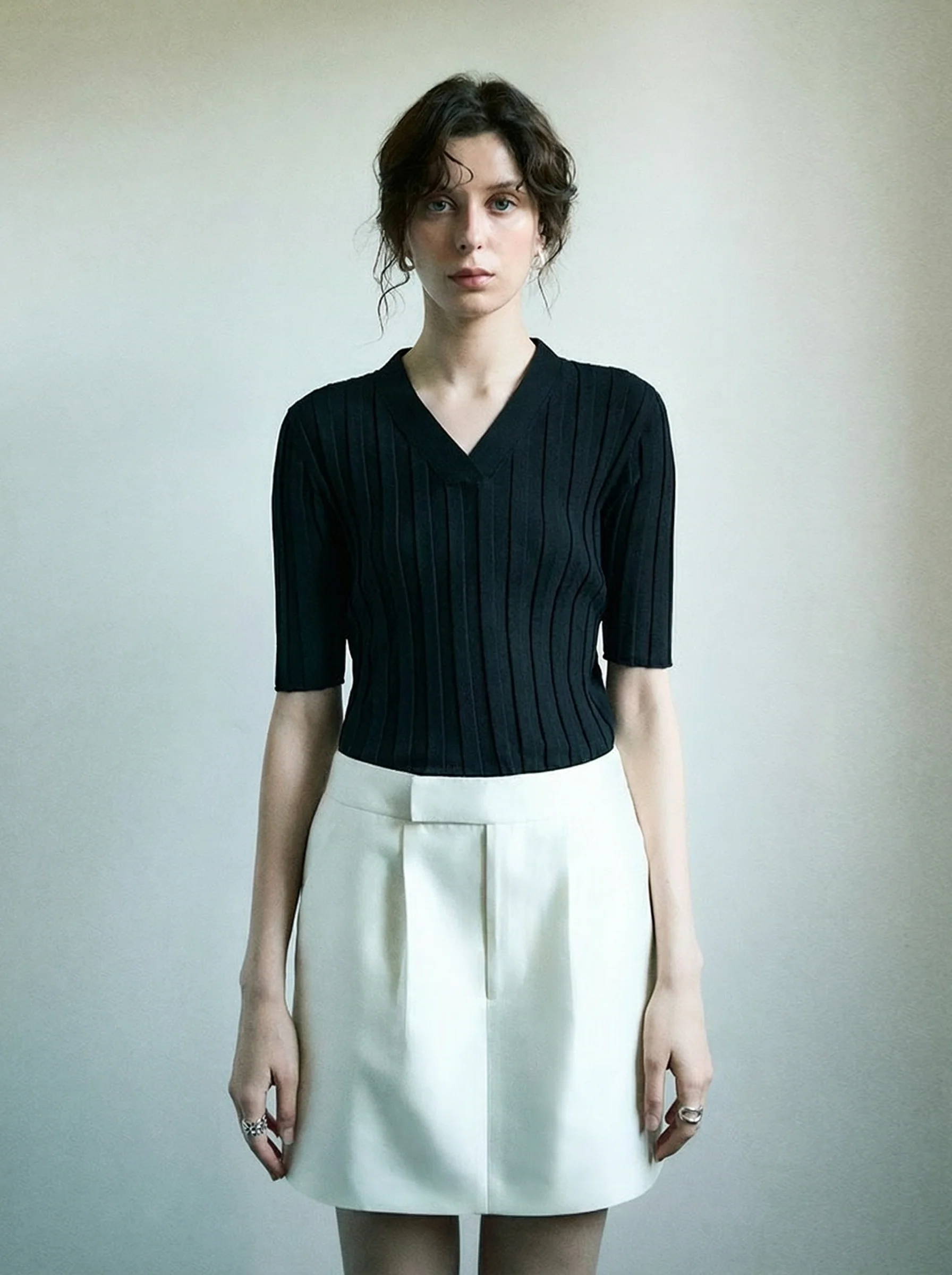 Silk Wool A-Line Mini Skort - Image 9