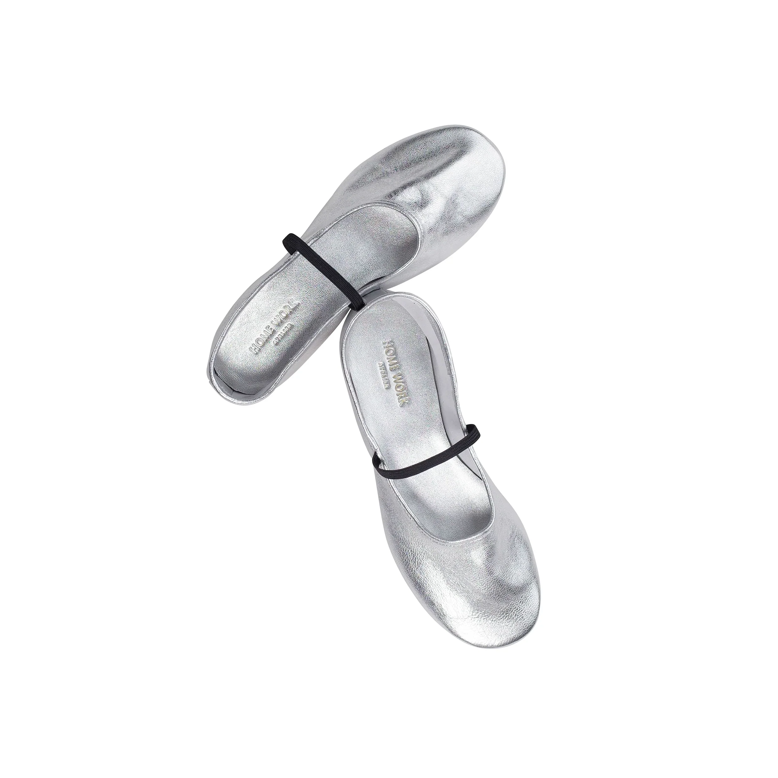 Silver Ballet Flats with Strap - Image 5