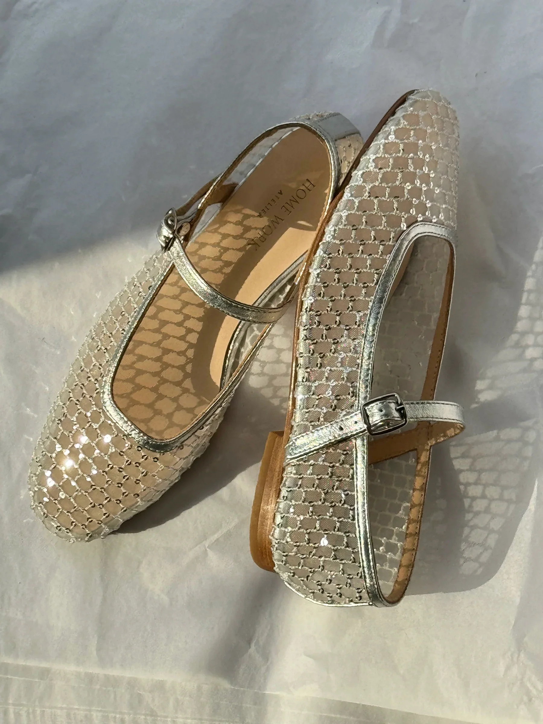 Silver Mesh Mary Jane Flats - Image 2