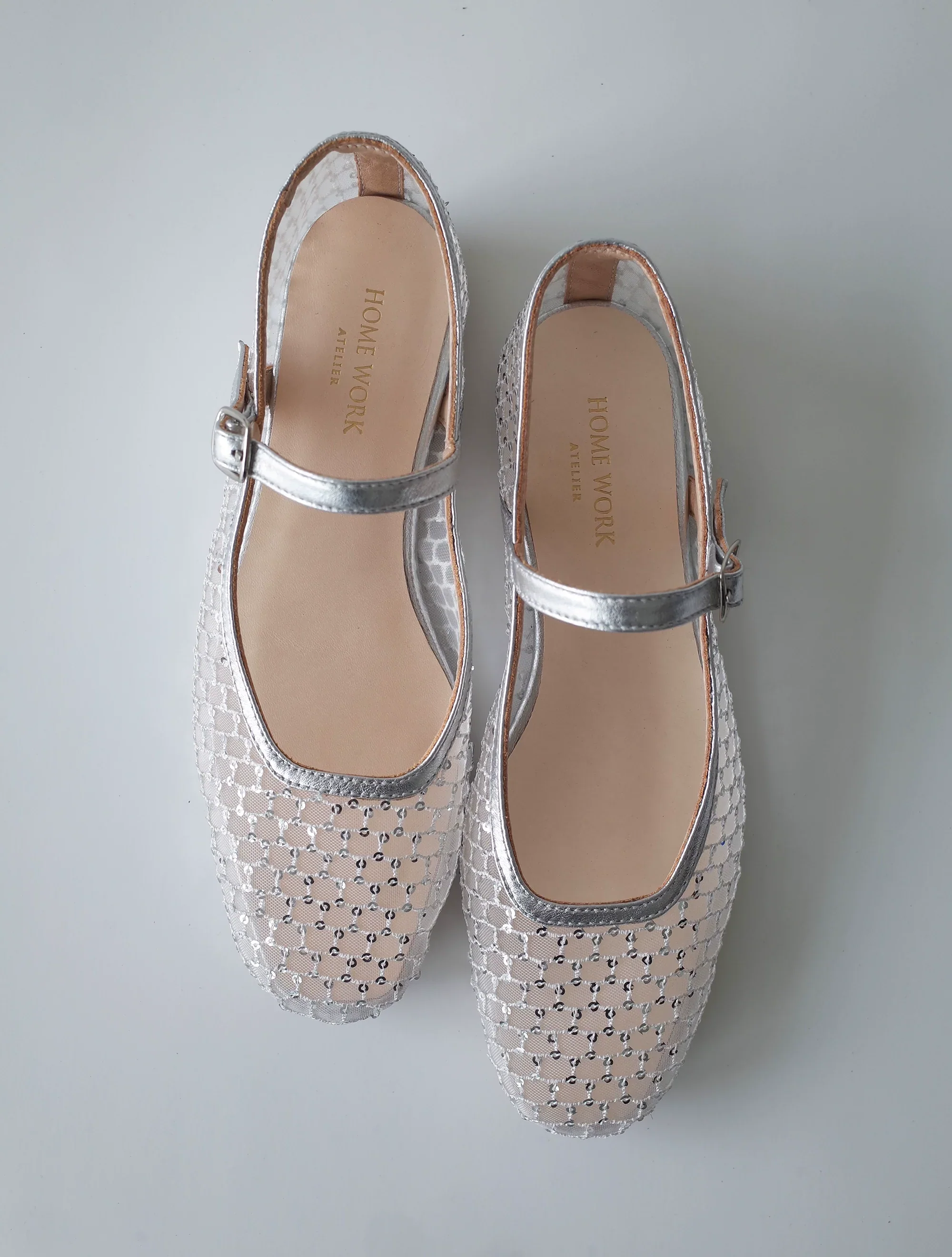 Silver Mesh Mary Jane Flats - Image 3