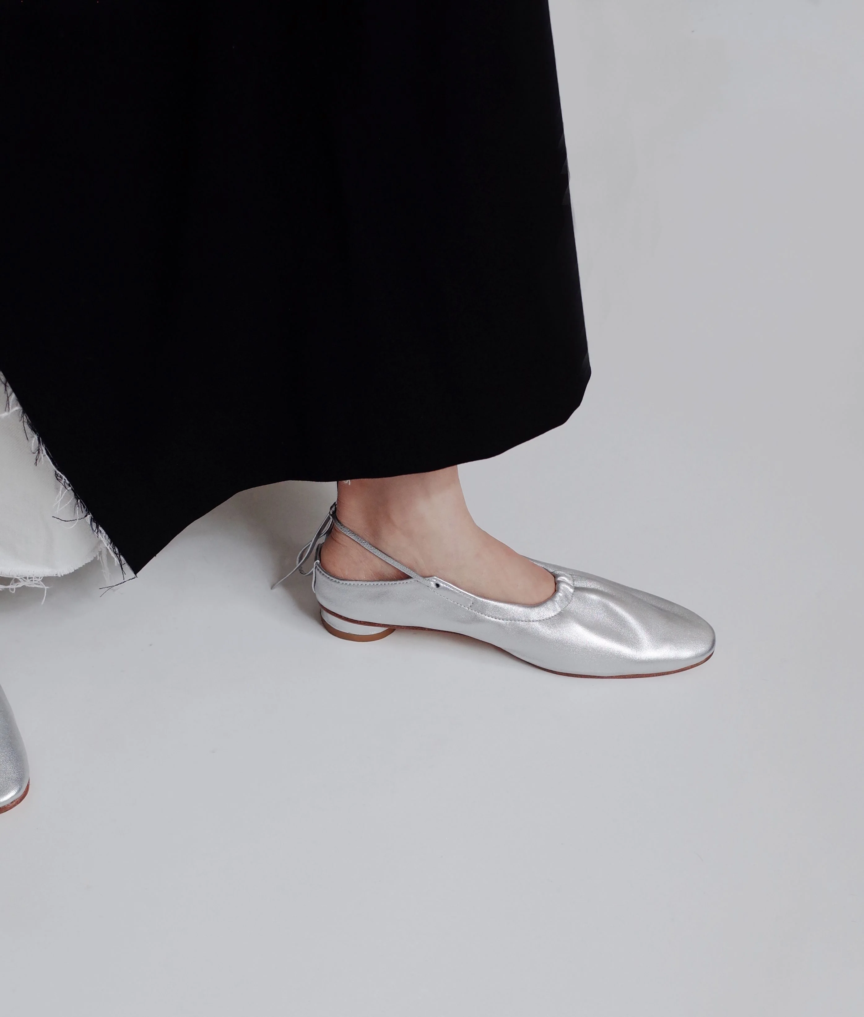 Silver Pleated Ballet Flats - Image 4