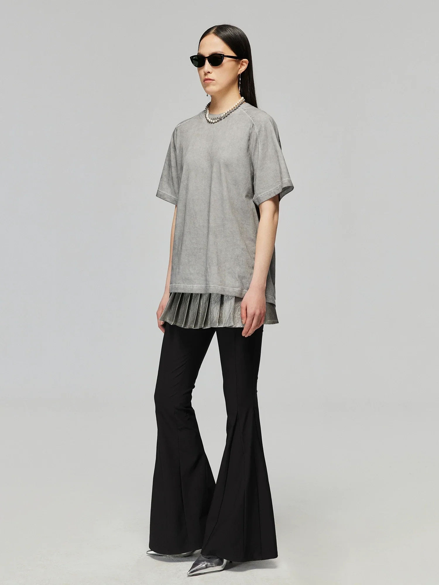 Silver Pleated Mini Skirt Overlay - Image 4