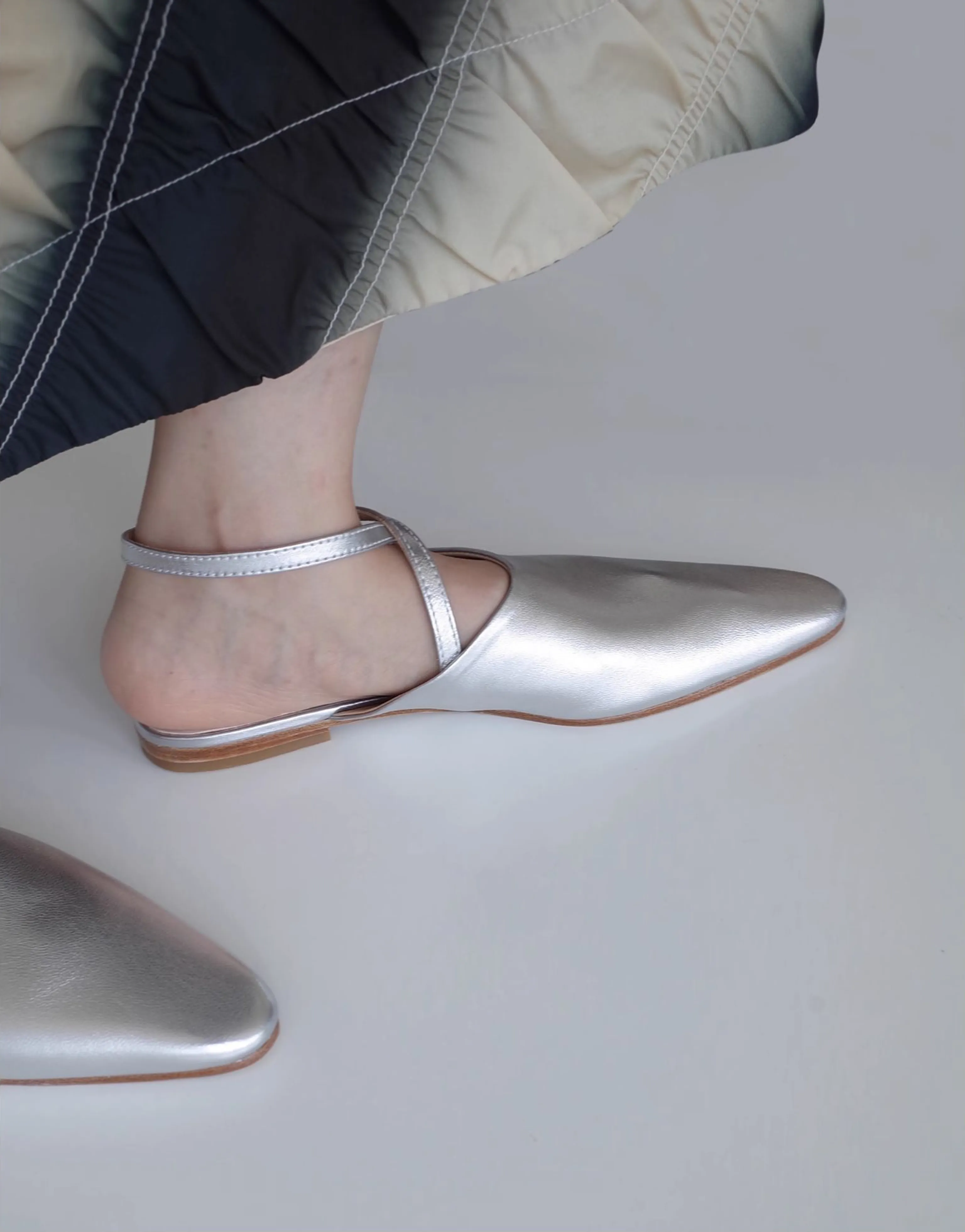 Silver Strap Mule Flats - Image 3