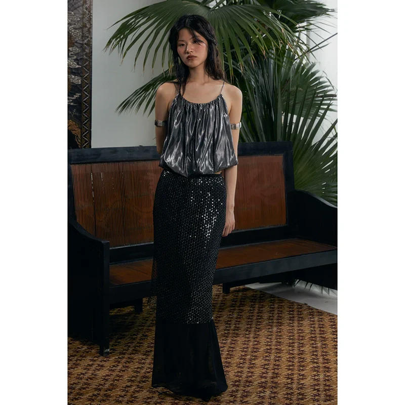Silver Wave Pleated Suspender Top - Image 2