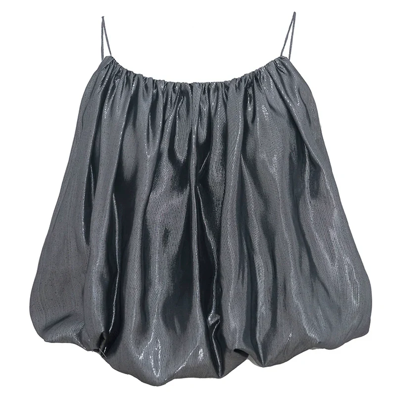 Silver Wave Pleated Suspender Top - Image 4