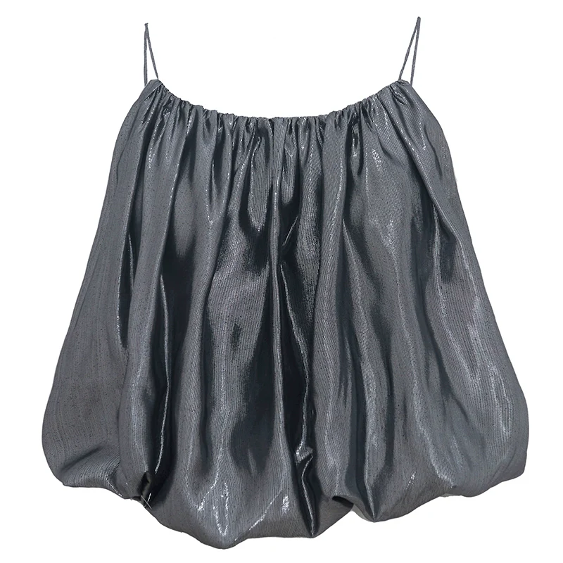 Silver Wave Pleated Suspender Top - Image 5