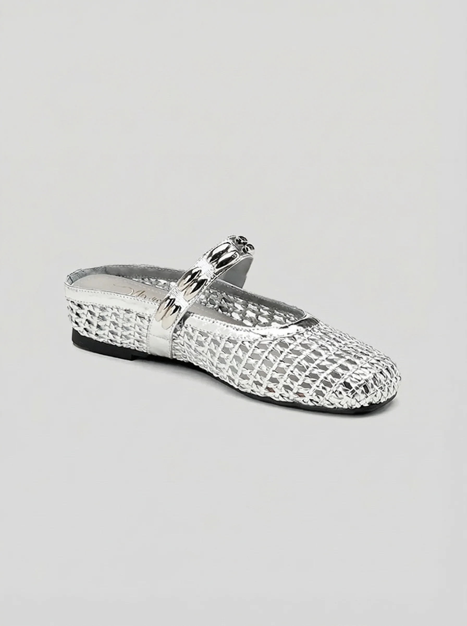 Silver Woven Mary Jane Mules - Image 6